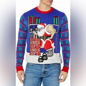 NWT “No Lift, No Gift” Santa Ugly Christmas Sweater with beer holder pocket 🍺